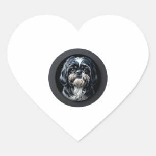 Sticker Cœur tzu shih noir