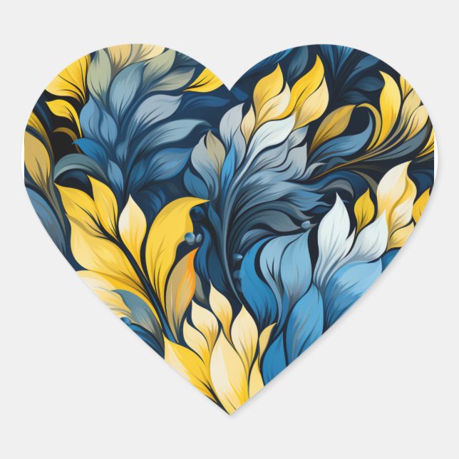 Sticker Cœur Ukrainian colours blue and yellow heart (Devant)