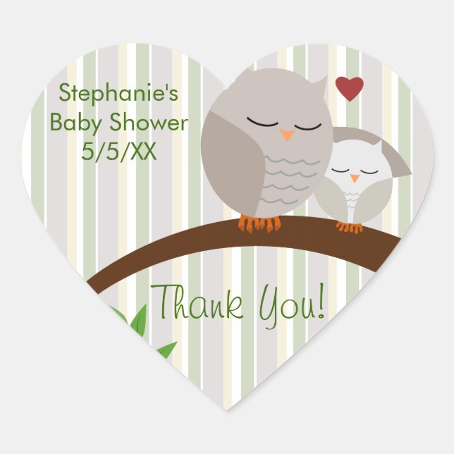 Sticker Cœur Un Baby shower Neutre Sur Le Sexe (Devant)