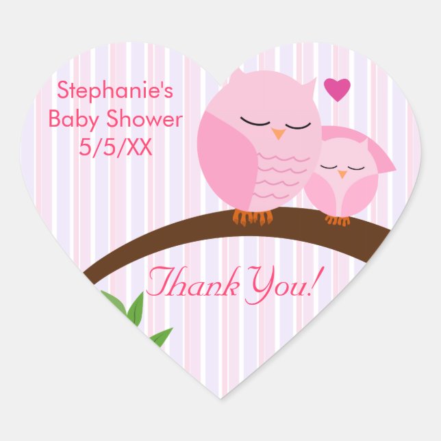 Sticker Cœur Un Baby shower Rose (Devant)