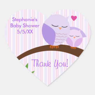 Sticker Cœur Un Baby shower Violet