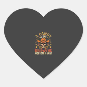 Sticker Cœur Un bonbon par jour éloigne les monstres d'Hallowee
