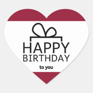 Sticker Cœur Un Cadeau D'Anniversaire Rouge Et Blanc