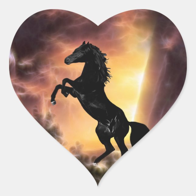 Sticker Cœur Un cheval de Stallion friésien (Devant)
