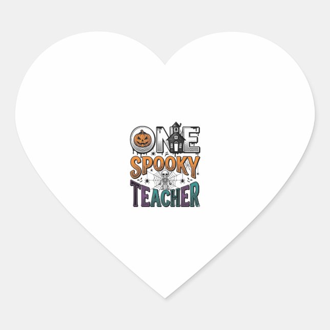 Sticker Cœur Un design vectoriel Halloween d'un professeur effr (Devant)