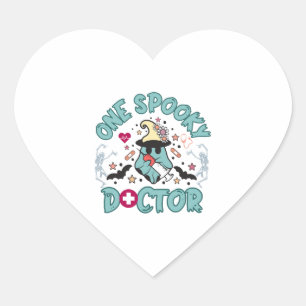 Sticker Cœur Un docteur Éffrayant, médecin d'halloween mignon, 