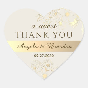Sticker Cœur Un doux remerciement Cadeau de mariage en or