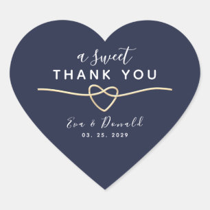 Sticker Cœur Un doux remerciement mariage bleu marine