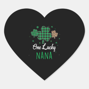 Sticker Cœur Un Lucky Nana Leopard Plaid Shamrock Patrick's Da
