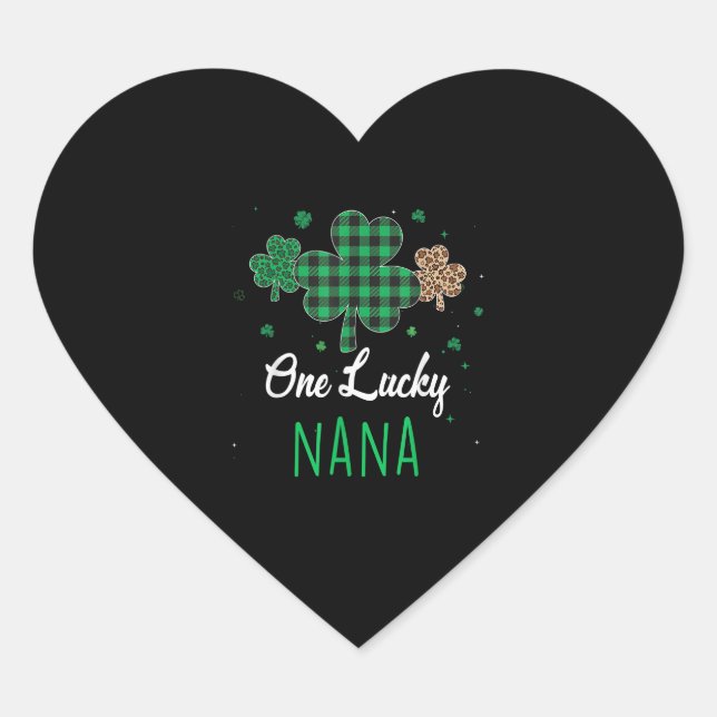 Sticker Cœur Un Lucky Nana Leopard Plaid Shamrock Patrick's Da (Devant)