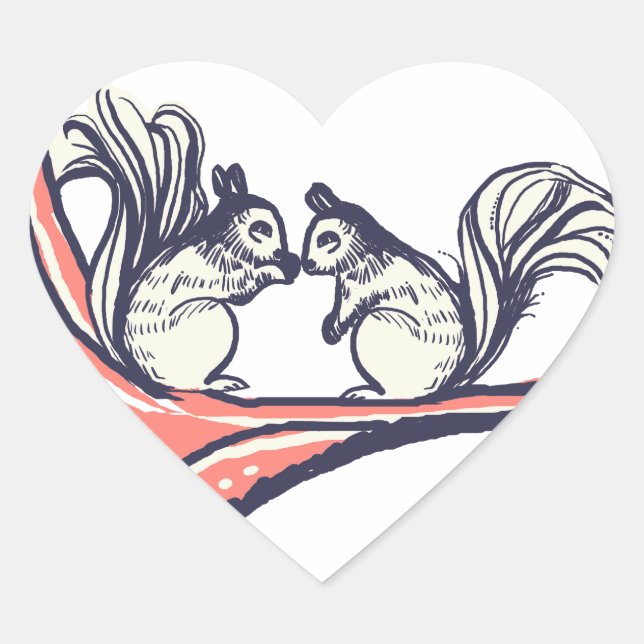 Sticker Cœur Un Mariage d'écureuils (Devant)