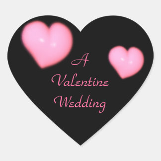 Sticker Cœur "Un Mariage Valentin" - Coeurs roses sur Noir