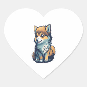 Sticker Cœur Un Petit Chiot Mignonne