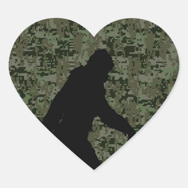 Sticker Cœur Un squatchin pour le camouflage numérique d'Olive (Devant)