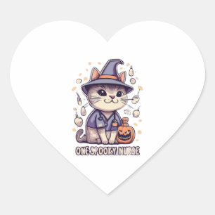Sticker Cœur Une infirmière Éffrayante Chat Halloween Conceptio