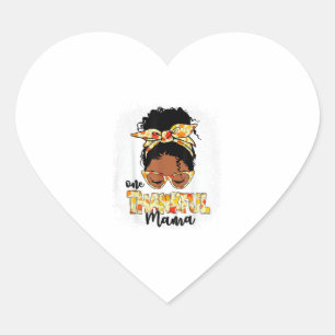 Sticker Cœur Une maman Remercieuse Drôle Messy Bun Thanksgiving