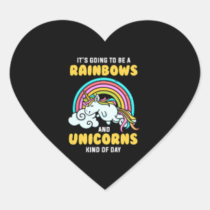 Sticker Cœur Unicorn Ça Va Être Un Rainbows Et Des Unicornes