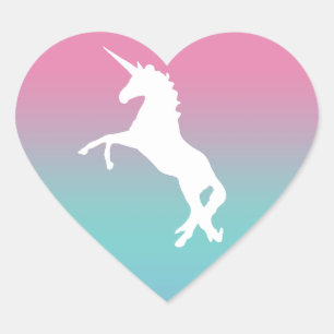 Sticker Cœur Unicorn Coeur rose Colorful Party Favoriser Coeur