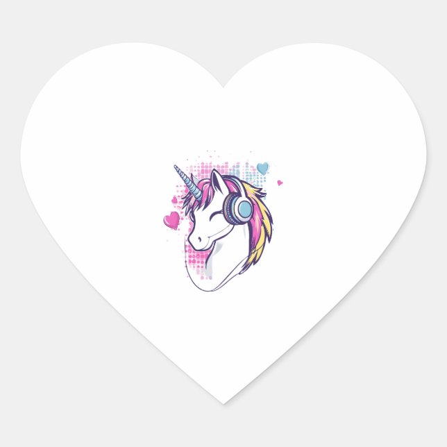Sticker Cœur Unicorn Gamer Girl (1) (Devant)