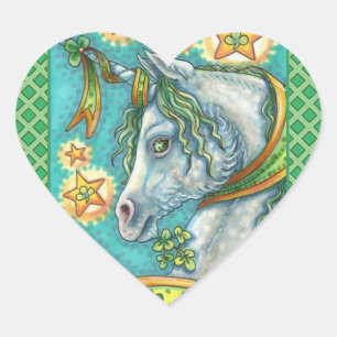 STICKER CŒUR UNICORN IRLANDAIS, ST. IMAGINAIRE DE LA JOURNÉE DE