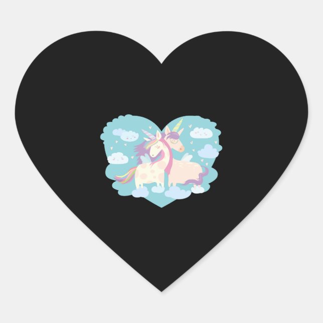 Sticker Cœur Unicorn Love (Devant)