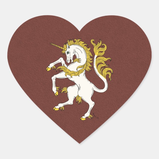Sticker Cœur Unicorn Rampant (Devant)