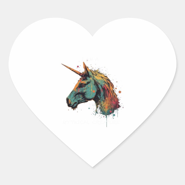 Sticker Cœur Unicorne Abstraite (Devant)