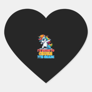 Sticker Cœur Unicorne de classe 7 Je suis prêt à écraser 7