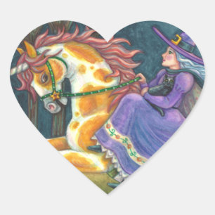 Sticker Cœur UNICORNE DE TÉMOIGNAGE ET HALLOWEEN, CHAT NOIR Ima