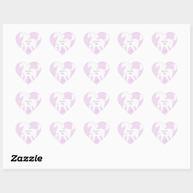 Sticker Cœur Unicorne et étoiles (Feuille)