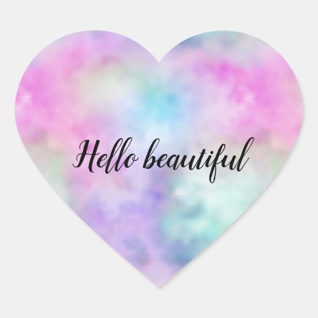 Sticker Cœur Unicorne Purple Rose Aqua Coeur Brut (Devant)