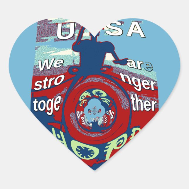 Sticker Cœur United in Hope : Stronger Together - USA Art Print (Devant)
