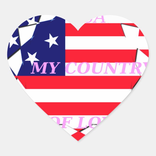 Sticker Cœur USA Star Spangled Love My Country of Love (Devant)