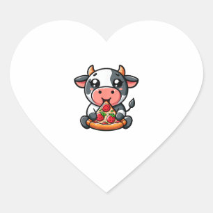 Sticker Cœur Vache Animaux Manger Pizza Margherita Repas Footie