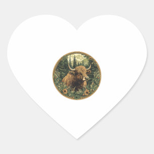 Sticker Cœur Vache Cottagecore Vache Florale