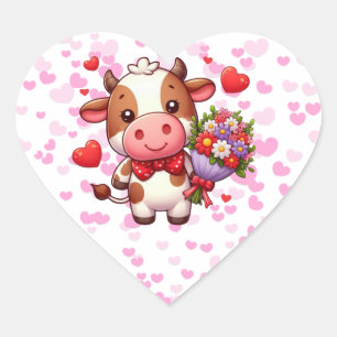 Sticker Cœur Vache de la Saint Valentin