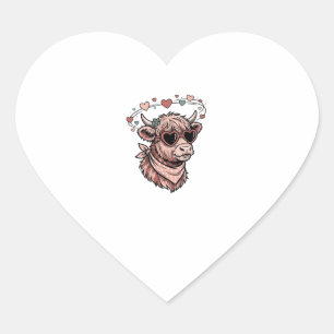 Sticker Cœur Vache de la Saint-Valentin mignonne Gravure vintag