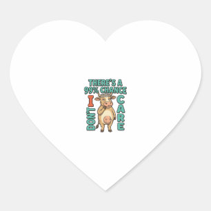 Sticker Cœur Vache drôle 99% de chance que je m'en fiche Graphi