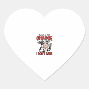 Sticker Cœur Vache Drôle Chance Je M'en Fiche Vintage