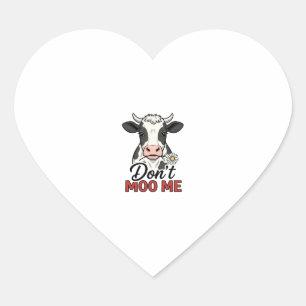 Sticker Cœur Vache drôle vintage ne me lèche pas gravure