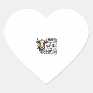 Sticker Cœur Vache Patriotique Rouge Blanc Moo Chemise 4 Juille