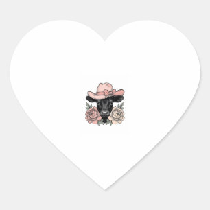 Sticker Cœur Vachette Cowgirl Rose avec Pivoines Vintage Vector