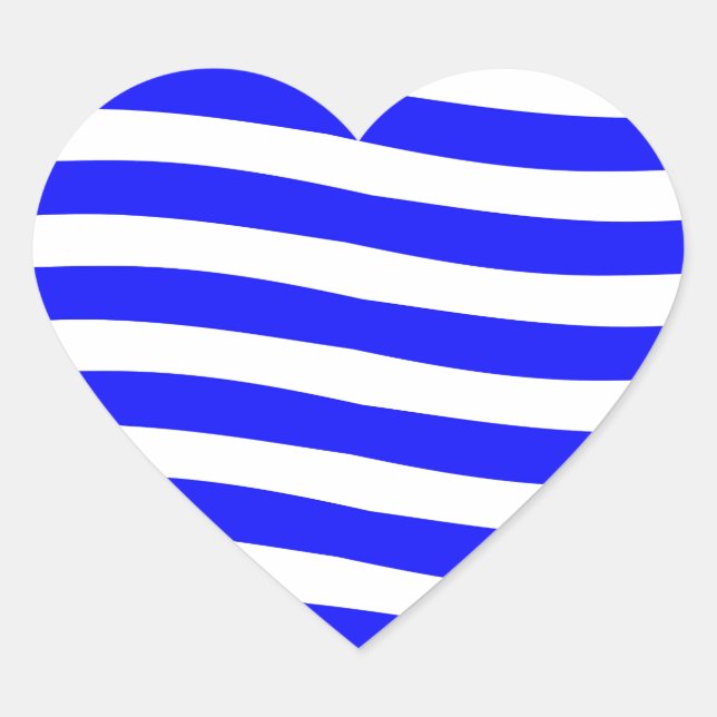 Sticker Cœur Vagues bleues et blanches (Devant)