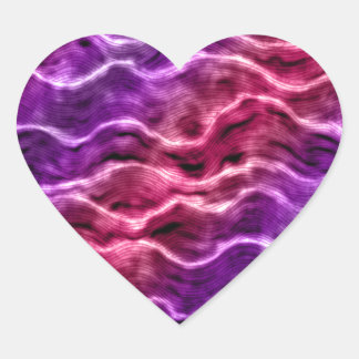 Sticker Cœur vagues encrées - dégradé de roses :