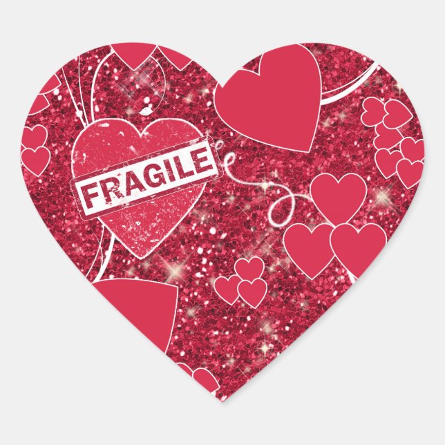 Sticker Cœur Valentine Hearts Motif Fragile Parties scintillant (Devant)