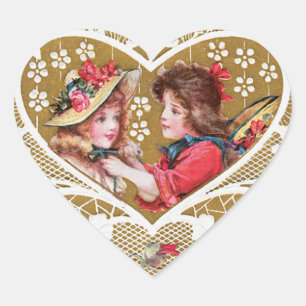 Sticker Cœur Valentine victorienne vintage
