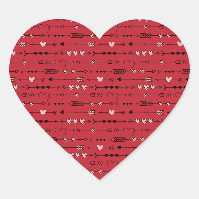 Sticker Cœur Valentines Anniversaire Coeur rose Flèches Aimer (Devant)
