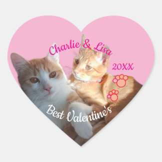 Sticker Cœur Valentine's Cat Paws Text