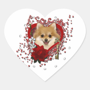 Sticker Cœur Valentines - Clé de mon coeur - Poméranien