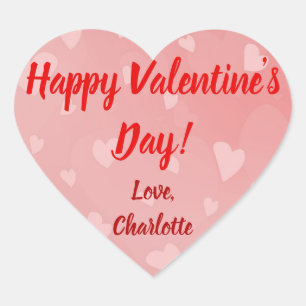 Sticker Cœur Valentines Day Coeurs rouges roses Nom personnalis